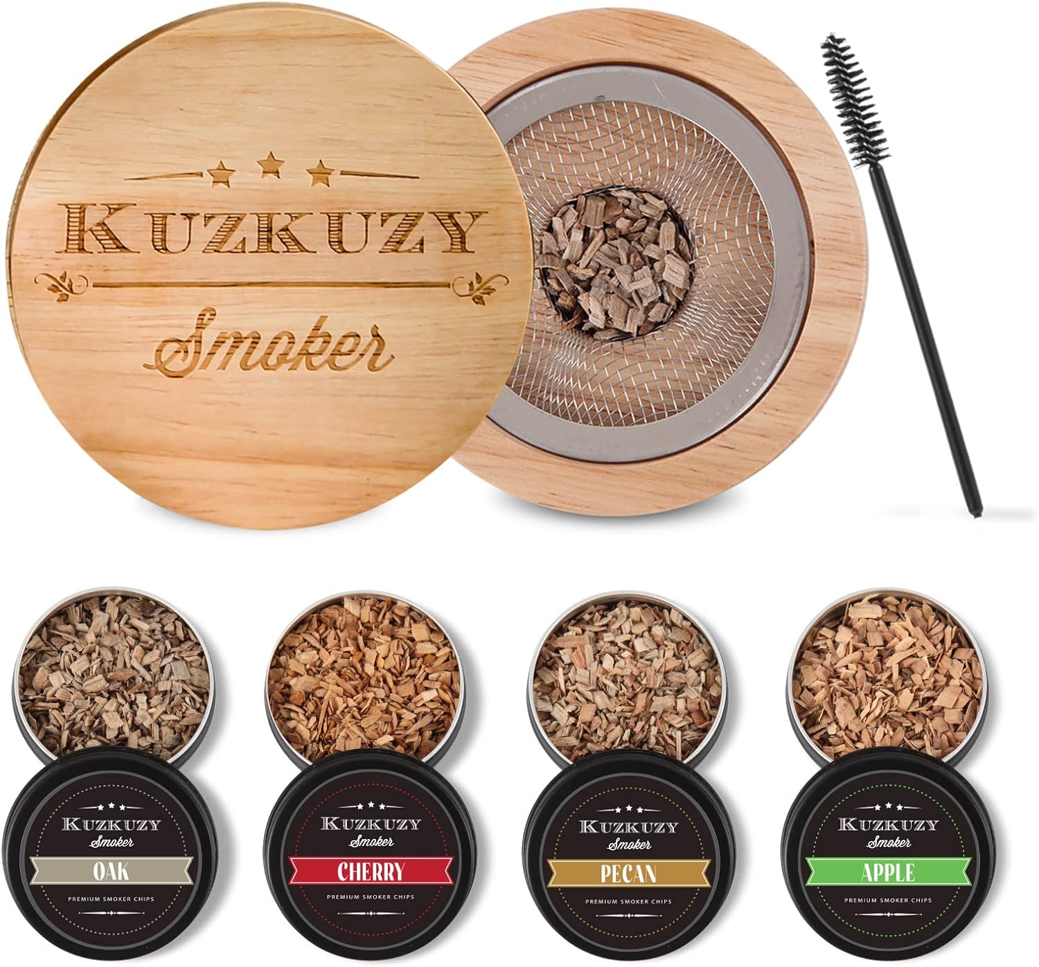 Kuzkuzy cocktail smoker kit with four wood chip flavors for Old Fashioned cocktails